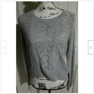 LC Lauren Conrad Cotton Blend Gray Knit Sweater M